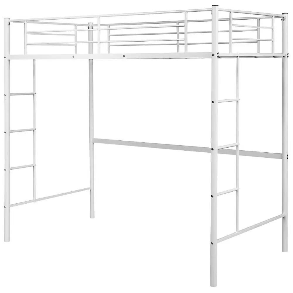 

Twin Loft Bed Metal Bunk Ladder Beds Boys Girls Teens Kids Bedroom Dorm HW64559