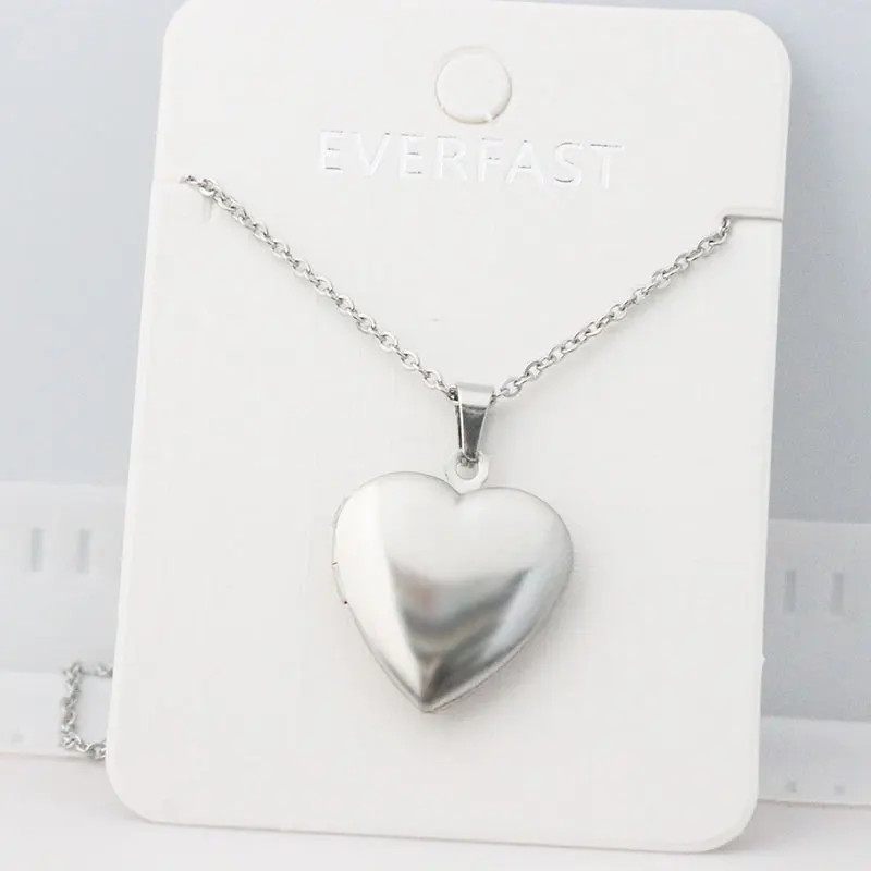 plain heart steel Everfast 1 шт., гладкая фоторамка, ожерелье с подвеской в виде сердца любви, медальон с подвесками из нержавеющей стали, ожерелье для женщин, ювелирные изделия с памятью - Окраска металла: plain heart steel