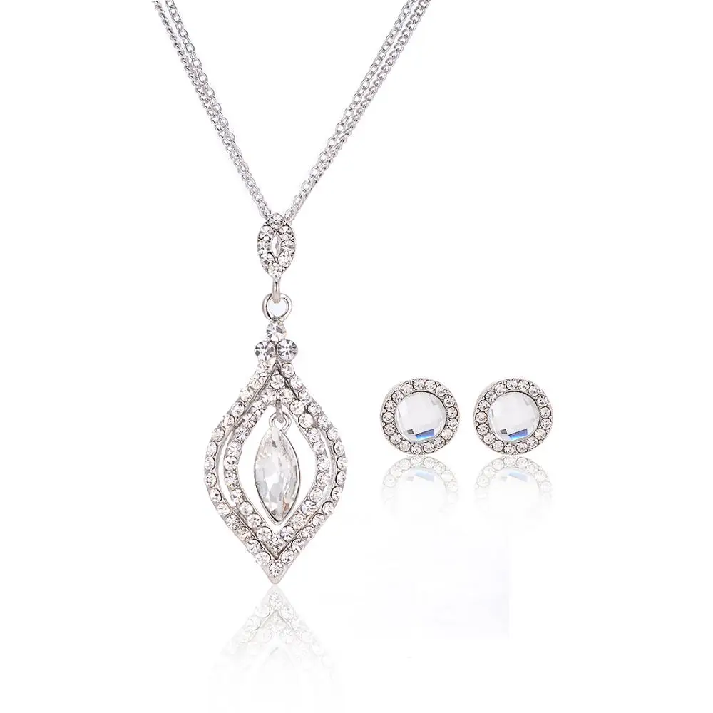 Комплект из колье и серёг с кристаллами | Украшения аксессуары