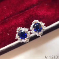 kjjeaxcmy fine jewelry 925 silver natural sapphire new girl fashion earrings hot selling ear stud support test chinese style