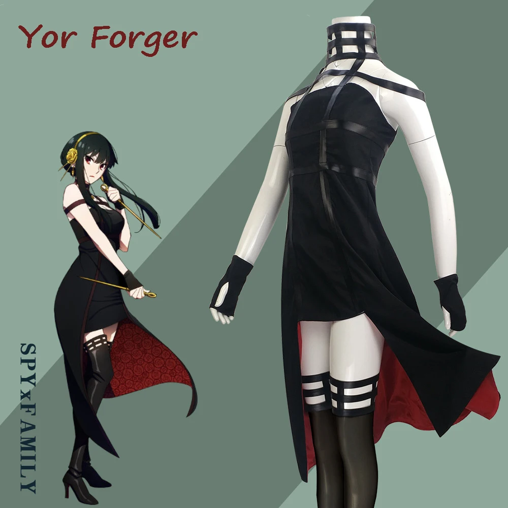 

Comic SPY×FAMILY Cotumes Yor Forger Cosplay Costume Princess Suit Sexy Dress Halloween Carnival Uniforms Black Wig For Woman