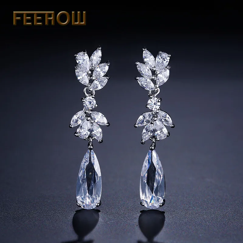 Женские серьги-капельки FEEHOW высококачественные серьги из розового золота с