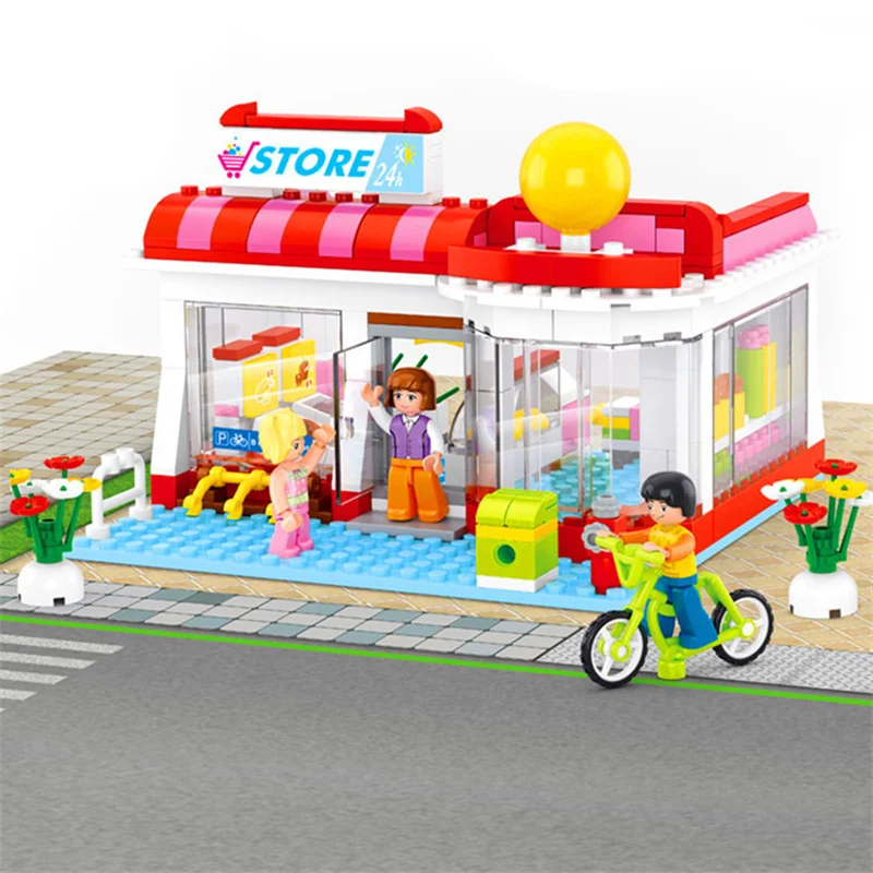 

Конструктор «городская улица» из 289 блоков, для супермаркета, для девочек, сборка мелких частиц, игрушки для сборки, подарки, 0529 шт.