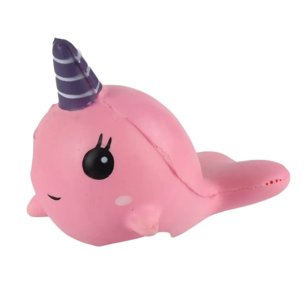 Мягкая игрушка яркий рожок КИТ медленно поднимающийся Радуга сжимает
