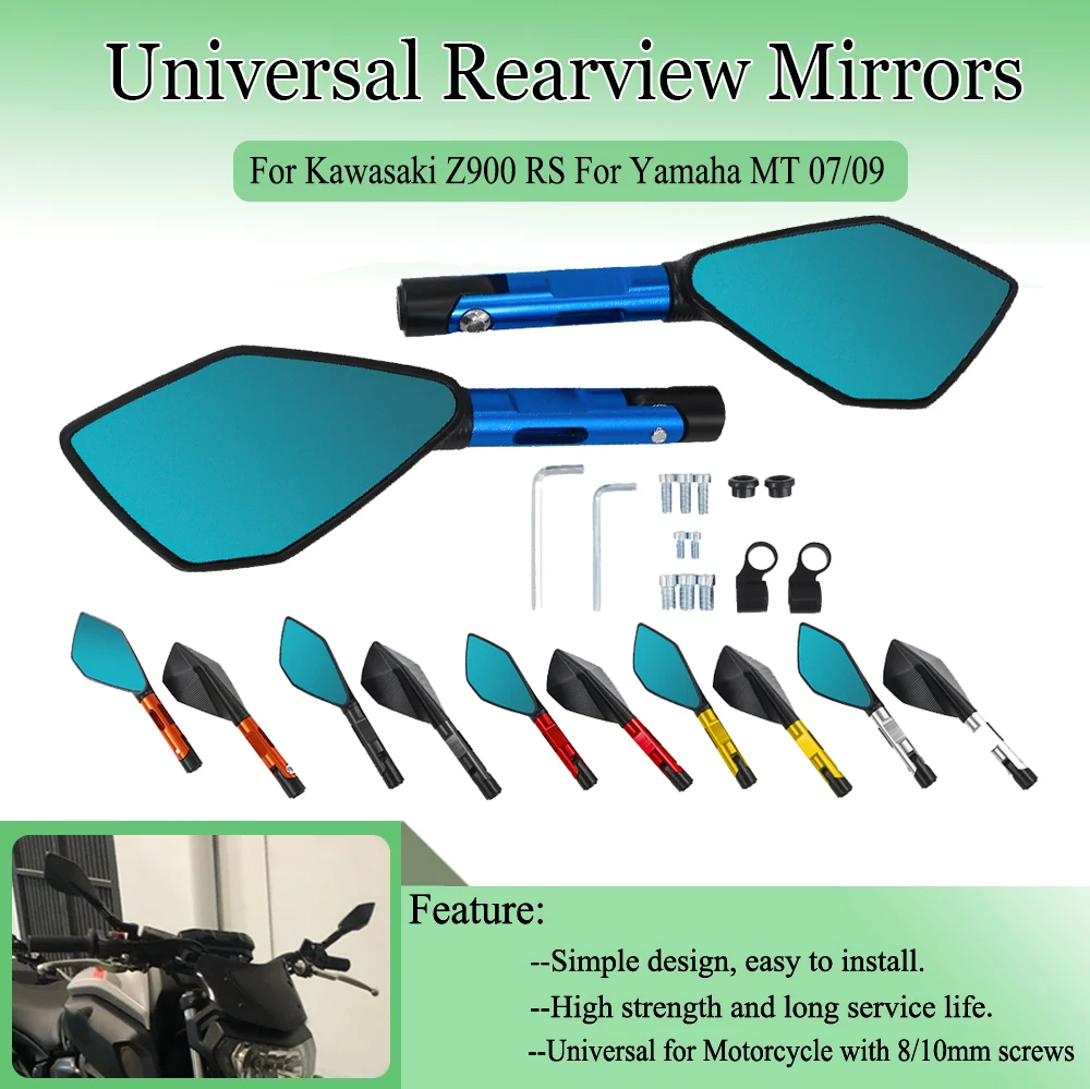 

For Kawasaki Z900 Z900RS Z800 Z1000 For YAMAHA MT07 MT09 MT-07 Motorcycle CNC Universal Rearview Mirrors With 8MM Or 10mm Screws