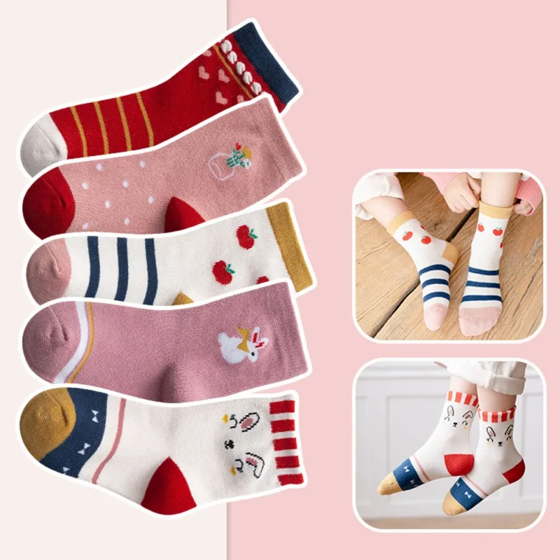 

5 шт., Детские хлопковые носки с принтом