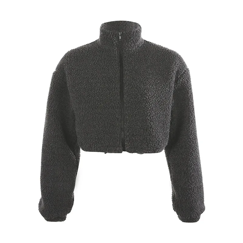 

Wool Coat Women's European and American 2020 Winter New Fleece Warm Fleece Zipper Woolen Coat Women's Short