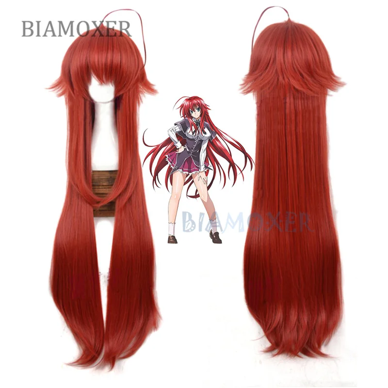Парик для косплея старшей школы DxD Rias Gremory цвета красного вина термостойкий 100 см +