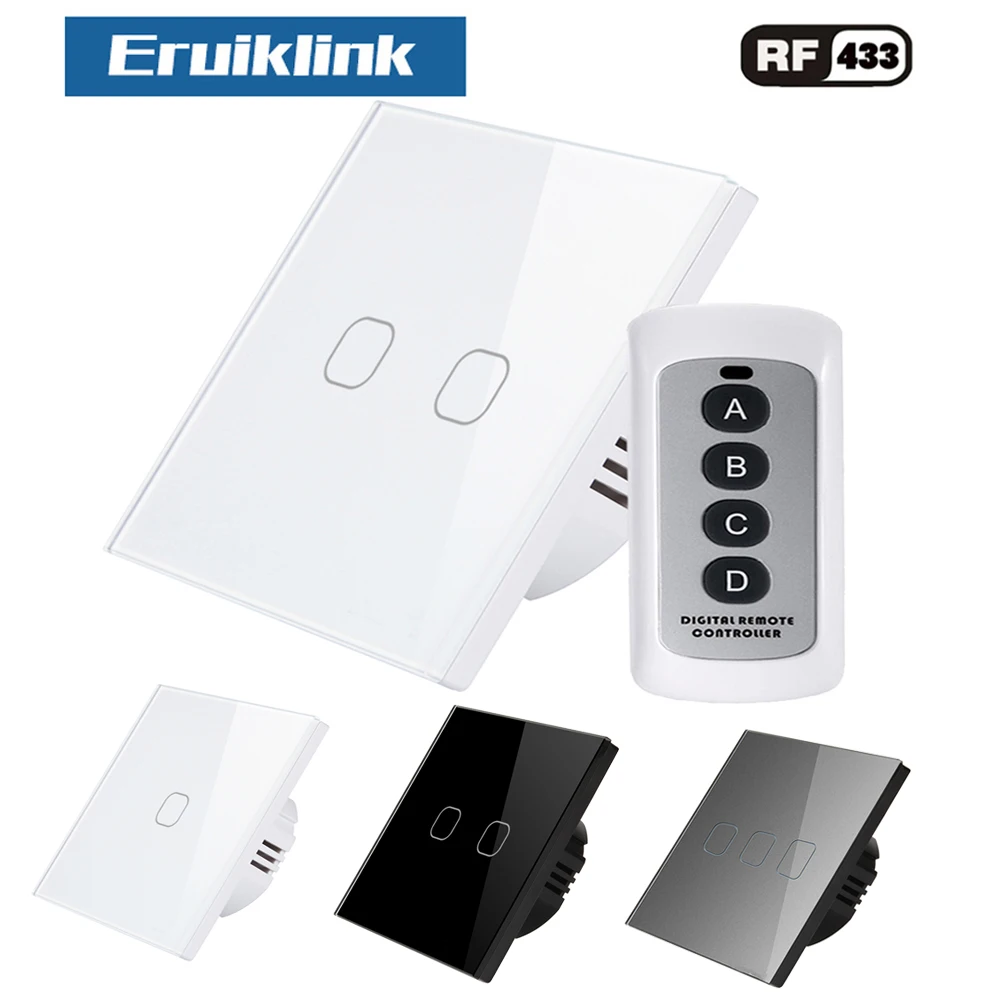 Eruiklink ЕС/Великобритания стандарт 1/2/3 Gang 1 Way дистанционный переключатель AC 110 ~ 250V