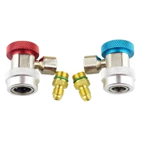 adjustable r134a quick coupler connector adapter fitting high low 14 sae hvac freon manifold gauge hose connector kit