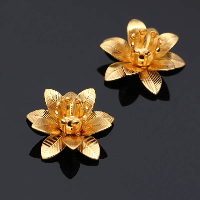 Gold Mibrow, 20 шт./лот, цвета: золотистый, серебристый, 6*15 мм, медные Цветочные шапочки для бусин в форме цветка, филигранные бусины для рукоделия, изготовления ювелирных изделий - Цвет: Gold