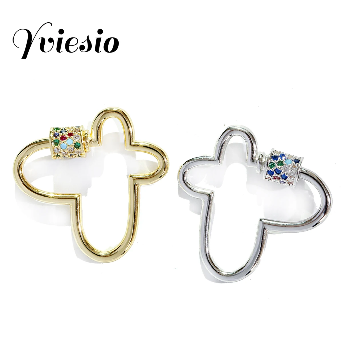 

Colorful Zircon Butterfly Buckle Accessories Copper Carabiner Clasps For HandMade Trendy Jewellry Making Supplies