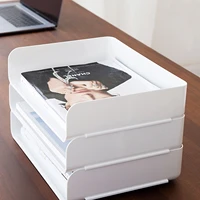 Home Office Desktop Organizer Stackable Storage Box Drawer Magazines Document File Folder Storage Tray Phone Pen Container Box