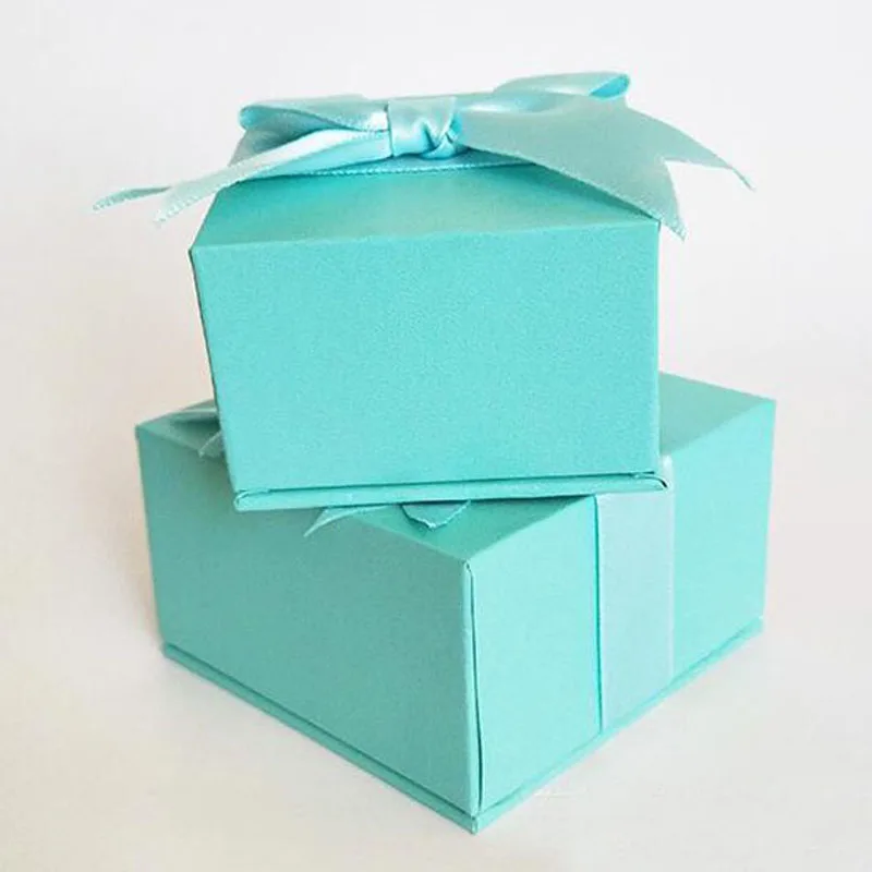 Blue Ring Box Necklaces Packaging Jewelry Set Boxes with Butterfly ribbon 40pcs/lot cardboard Square For Gifts | Украшения и