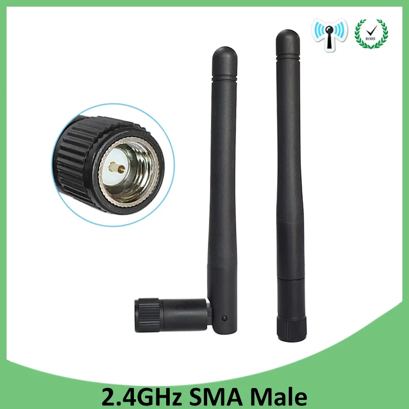 Grandwisdom 5pcs 2.4G antenna 3dbi sma male wlan wifi 2.4ghz antene pbx iot module router signal receiver antena high gain