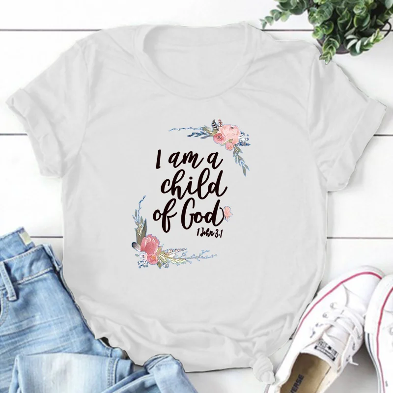 I am A Child of God футболка с печатными буквами Для женщин коротким рукавом О образным