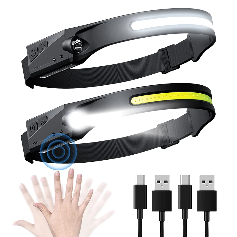 Светодиодный налобный фонарь Головной со встроенным аккумулятором и датчиком