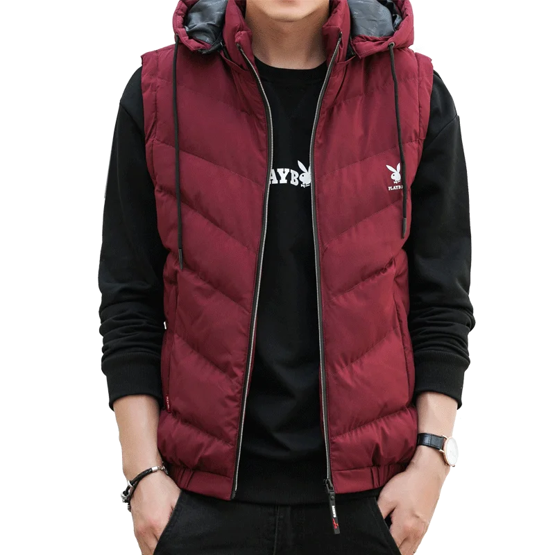 

PLAYBOY New Arrival Brand Men Sleeveless Jacket Winter Ultralight White Duck Down Vest Male Slim Vest Mens Windproof Warm Coats