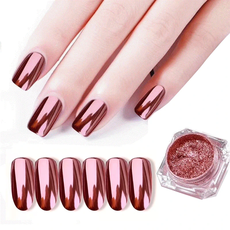 Зеркальных ногтей Блеск порошок украшения для голографический металлик розовые