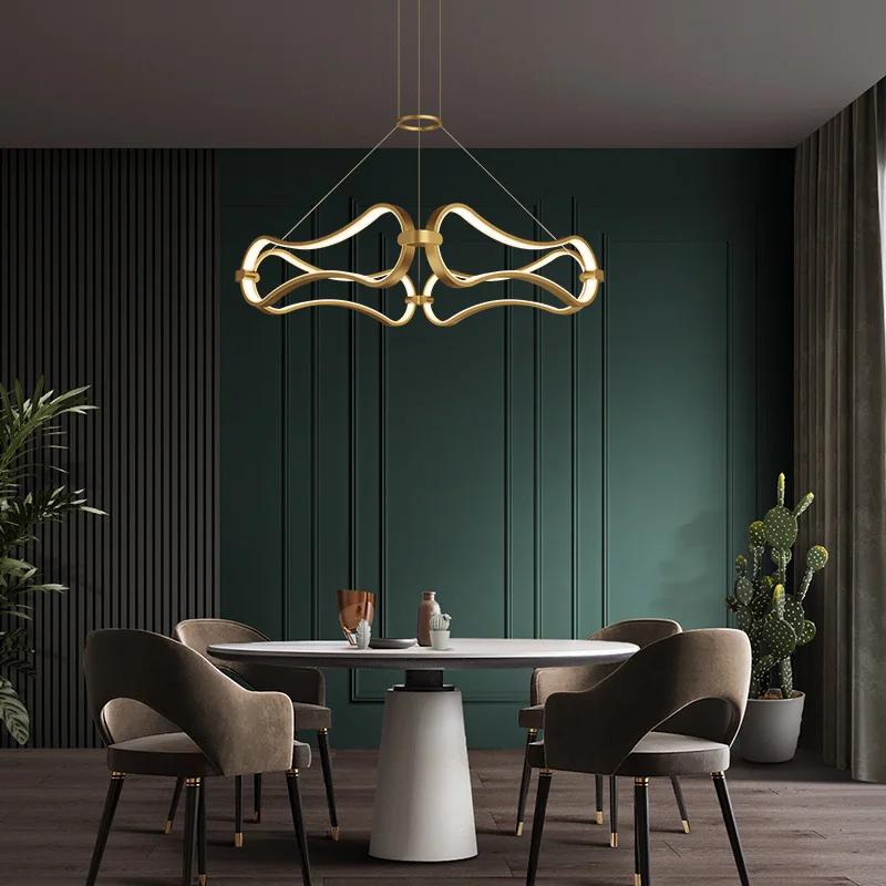 

All copper restaurant chandelier Nordic chandelier modern simple restaurant bar lighting creative lighting