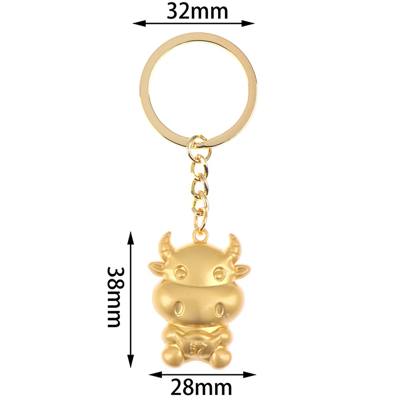 

1Pcs Chinese Zodiac Ox Year Key Ring Pendant Lucky Bull Keychain Gift Souvenir