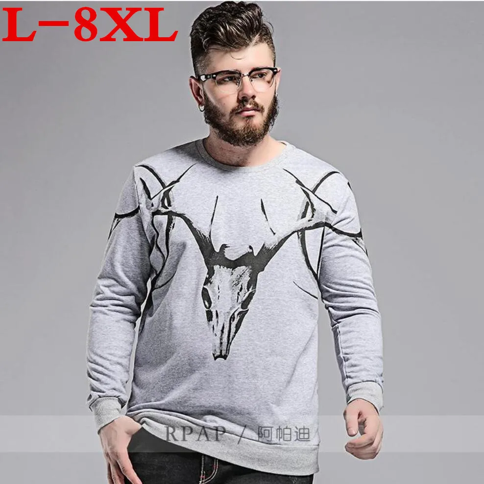 

plus size 8XL 7XL 6XL 5XL4XL New Autumn Long sleeve T-shirt men pullovers o-neck letter Shirt Cotton Causal big size
