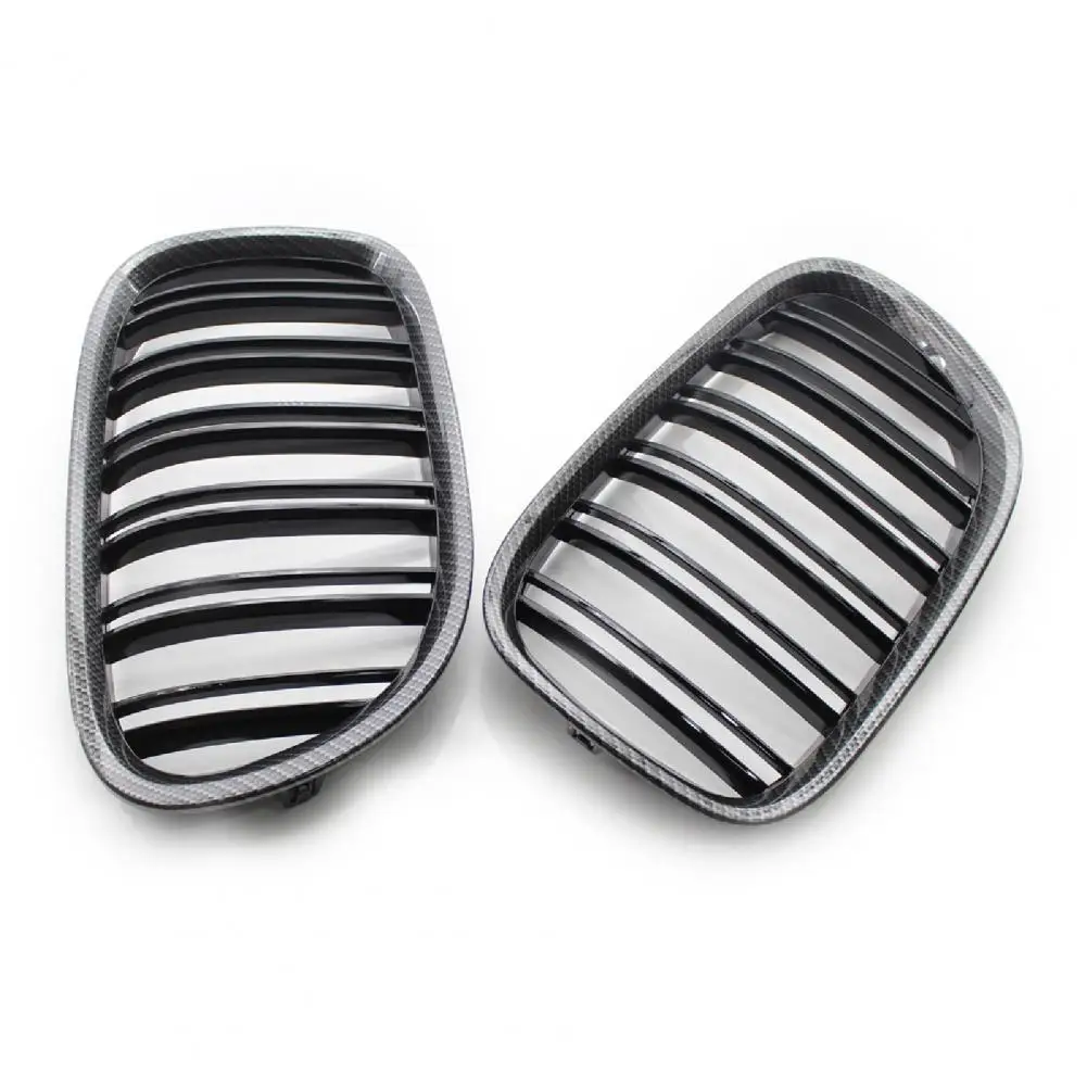 

2Pcs Front Kidney Grill Heat-resistant Gloss Black Twin Slats Center Grille 51117184151 51117184152 for BMW 7 Series F02 09-15