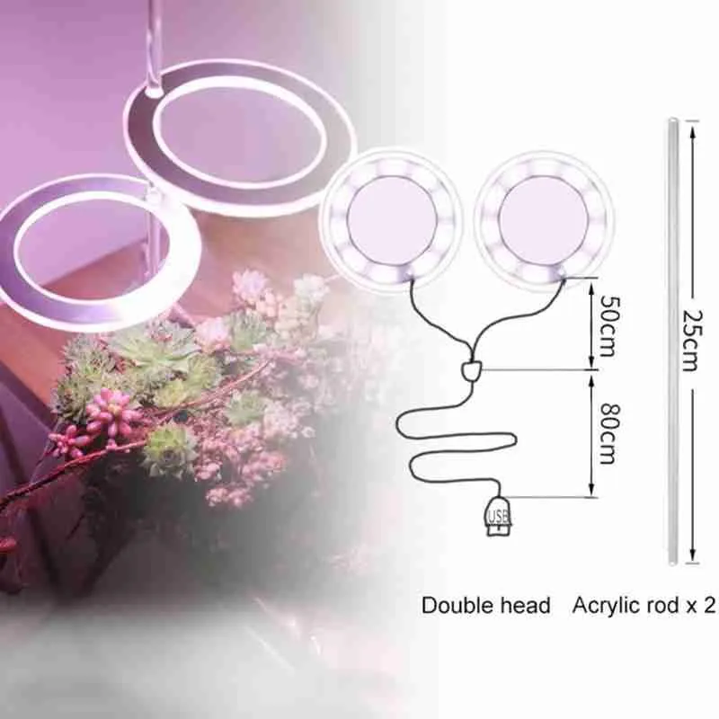 

LED Grow Light Succulent Lamp Fill Light Home Indoor Angel Lamp Plant Plant Coloring Sun Growth Imitating Green Ring D8R3