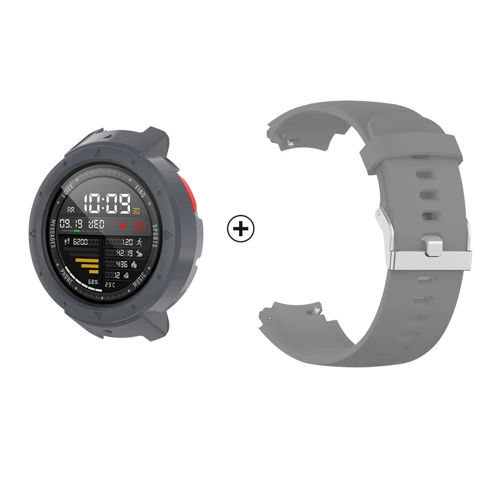 Gray package Браслет для Amazfit Verge умные часы с ремнем для Xiaomi Amazfit Verge 3 чехол силиконовый ремешок для часов+ средство защиты ПК Рамка - Цвет: Gray package