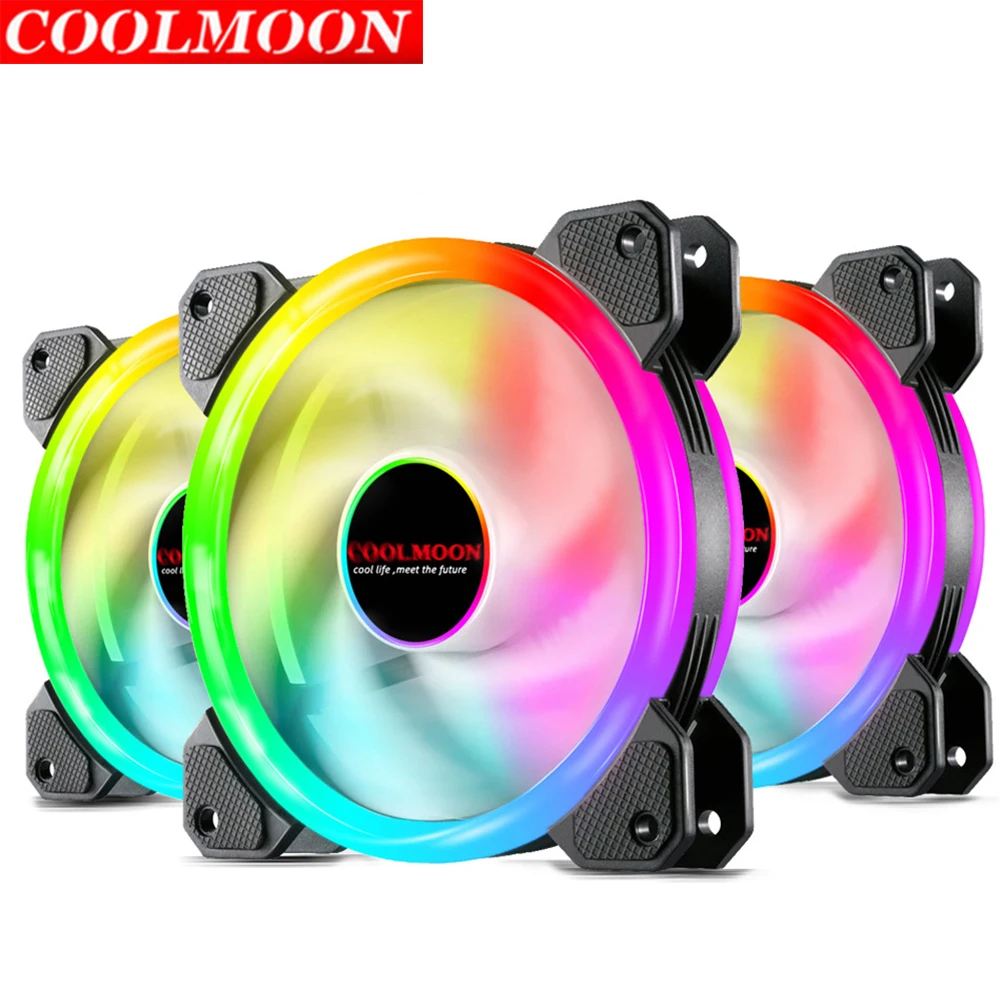 COOLMOON 120 мм компьютерный чехол с вентилятором охлаждения кулер регулируемой RGB