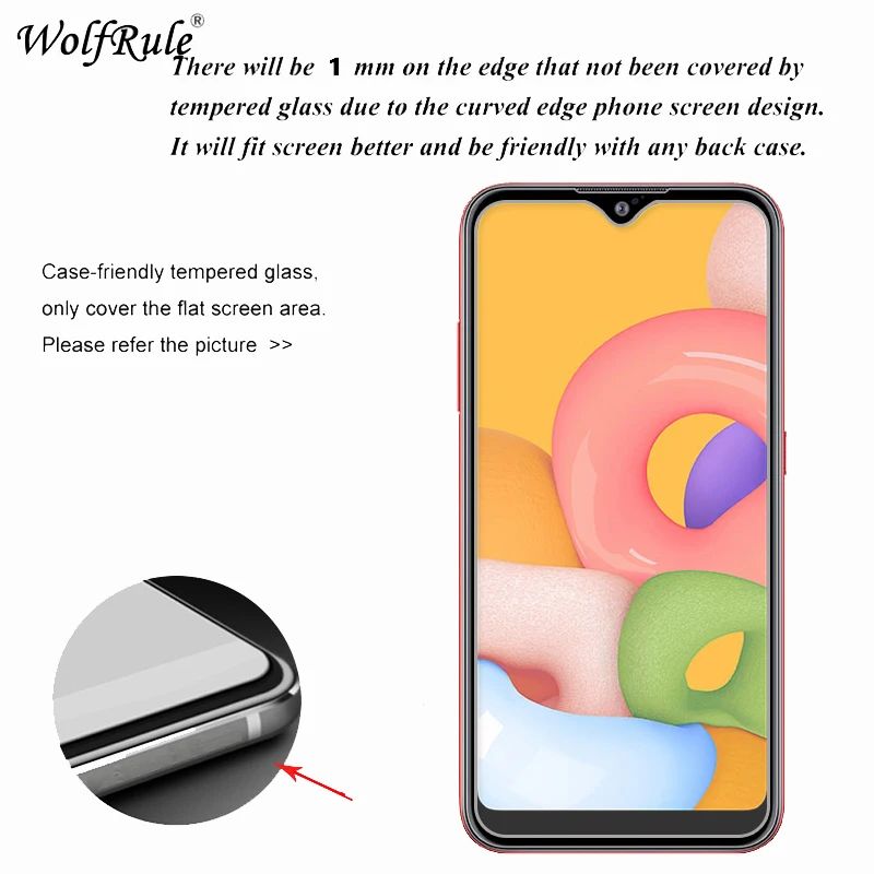 2 piezas de Protector de pantalla para Samsung Galaxy A01 vidrio templado de pantalla para Samsung A01 vidrio Protector para Samsung A01 5,7''-1