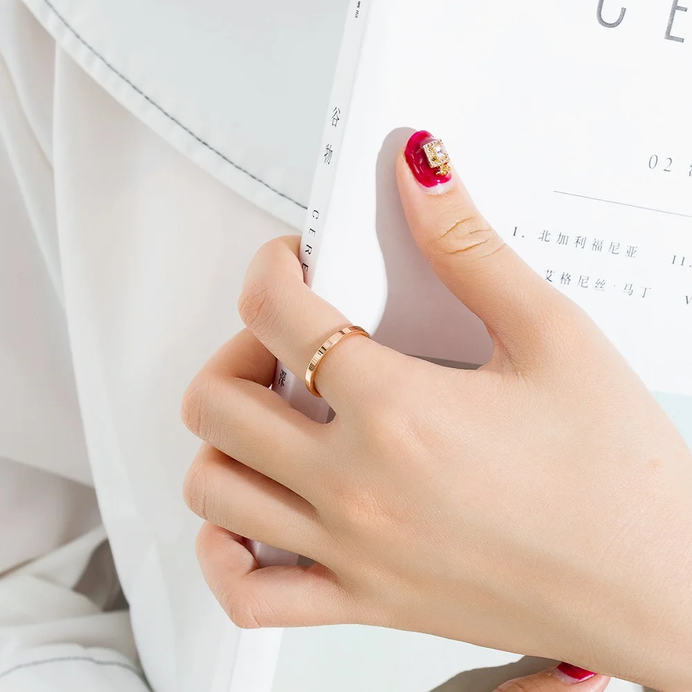 Модные гладкие простые тонкие кольца из нержавеющей стали ювелирные изделия