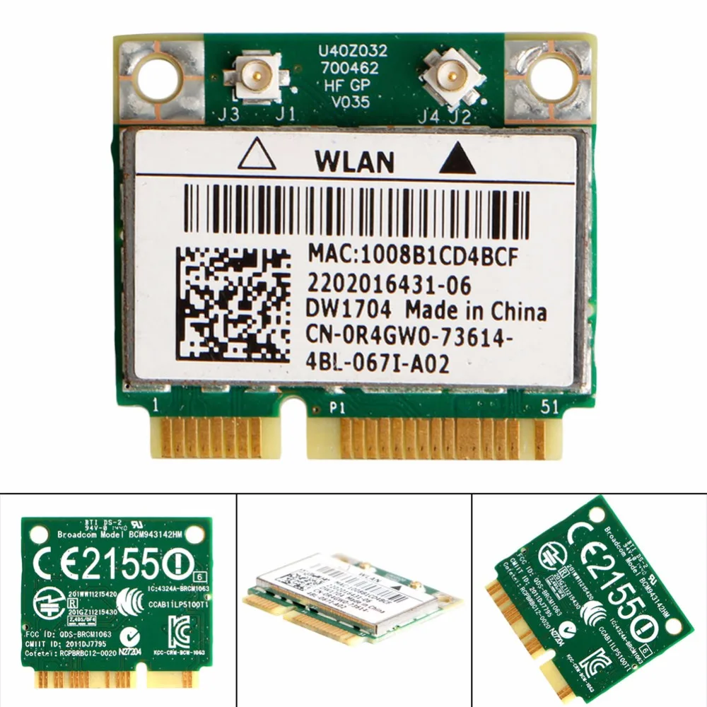 DW1704 R4GW0 BCM943142HM беспроводная Wi Fi 300 Мбит/с Bluetooth 4 0 карта MiniPCI E новая Прямая