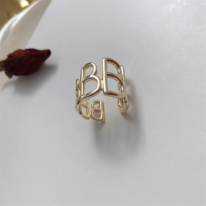 

PUNKI Fashion Creative Punk Style Letter B Finger Open Rings for Women Charm Gold Color Metal Jewelry 2021 New