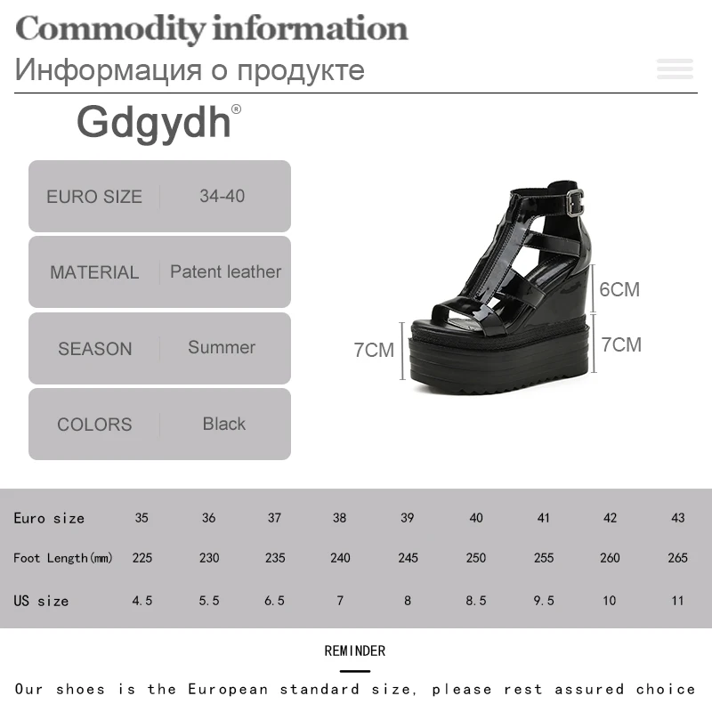 

Gdgydh Hot INS Vintage Platform Heels Sandals Women For Party Patent Leather Gladiator Shoes Summer Back Zipper Punk Cool Girls