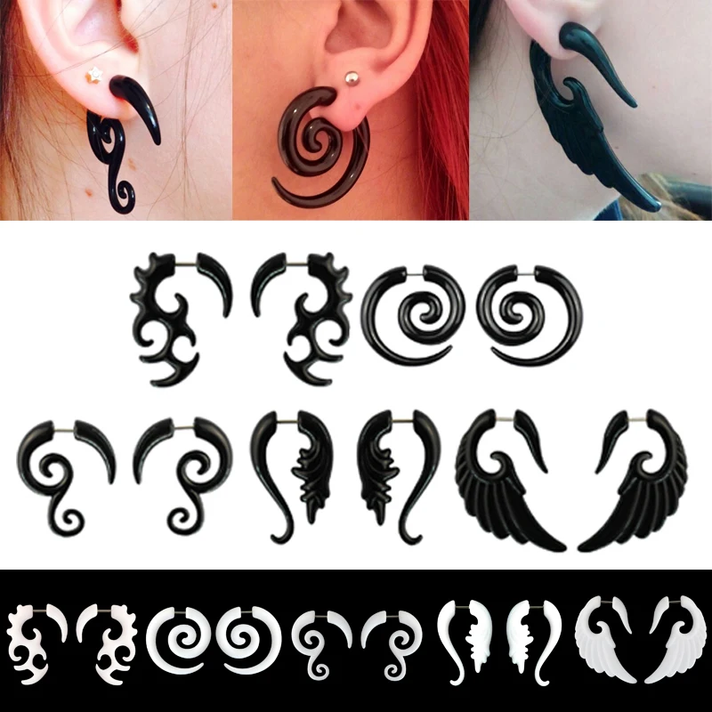 5 пар акриловых поддельных пробок тоннель Faux Ear конические манометры твист серьги