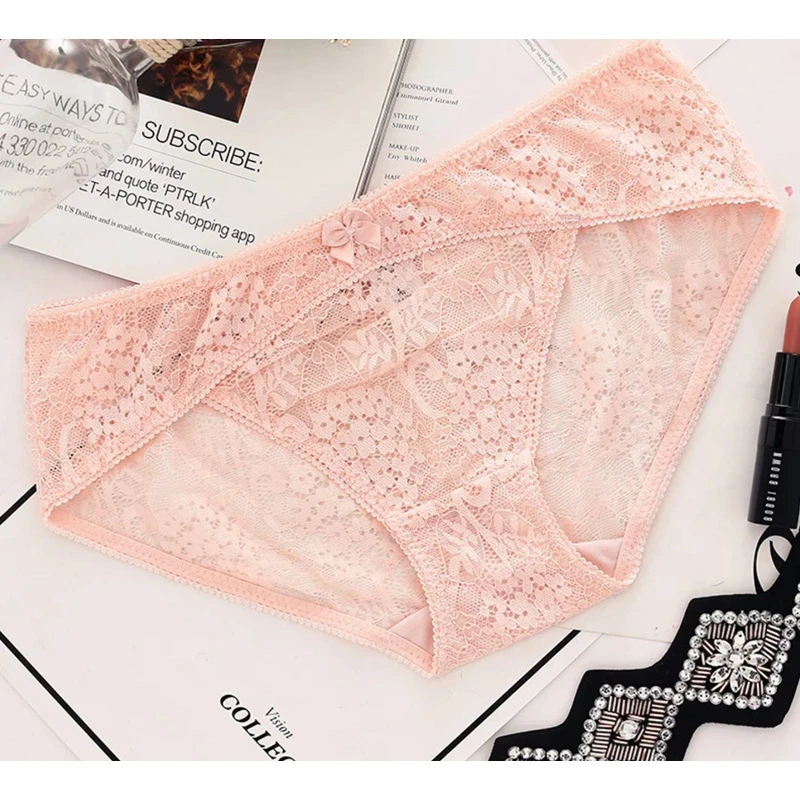 

Ladies sexy lace cute bowknot panties lace low waist solid color simple and comfortable breathable panties briefs A19258
