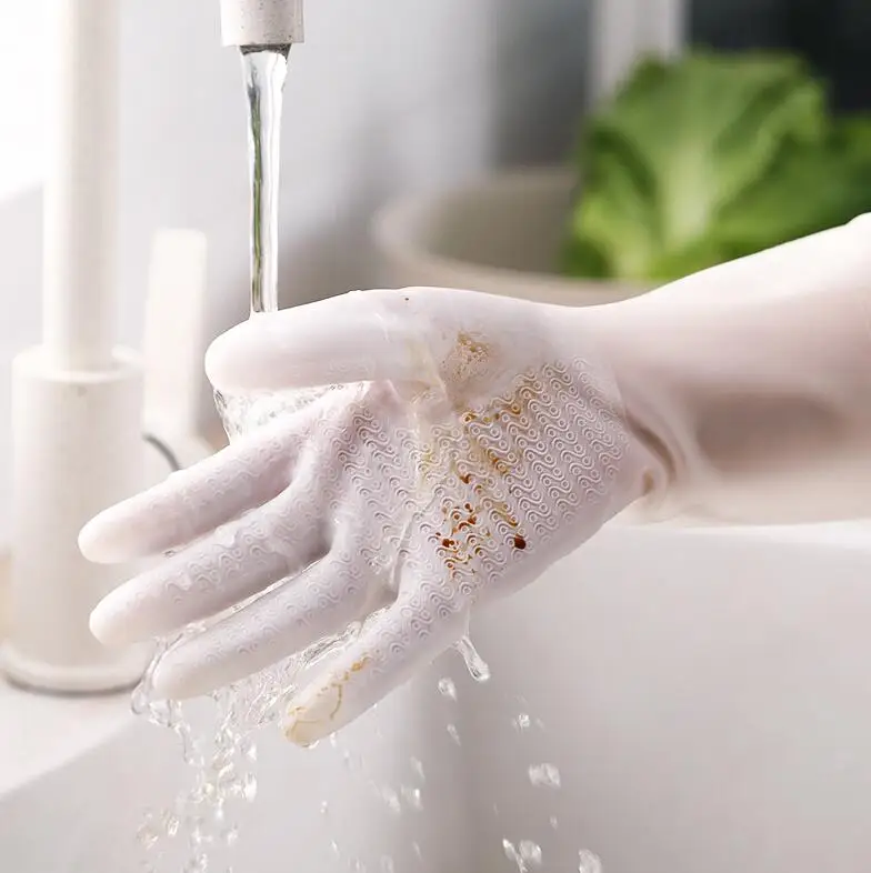 Зеленые розовые латексные перчатки для мытья посуды кухни резиновые | Дом и сад