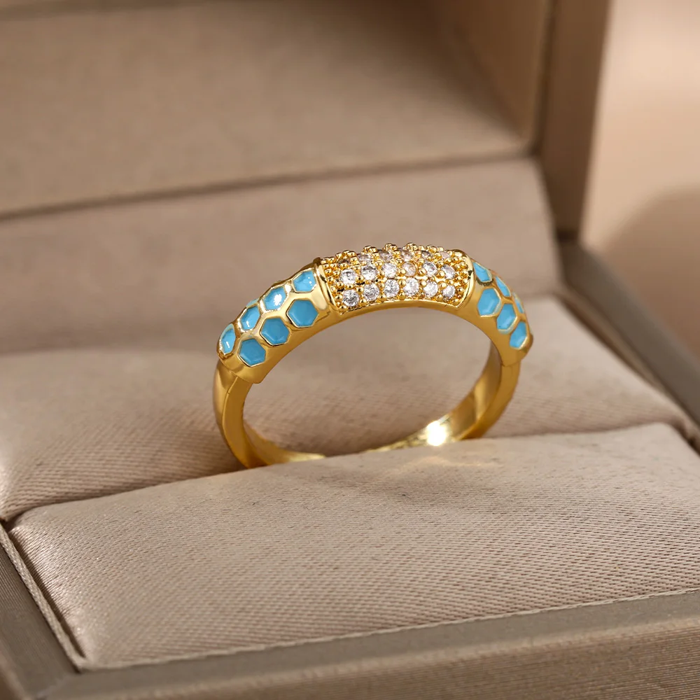 Цветные геометрические капающие масляные золотые обручальные кольца для женщин