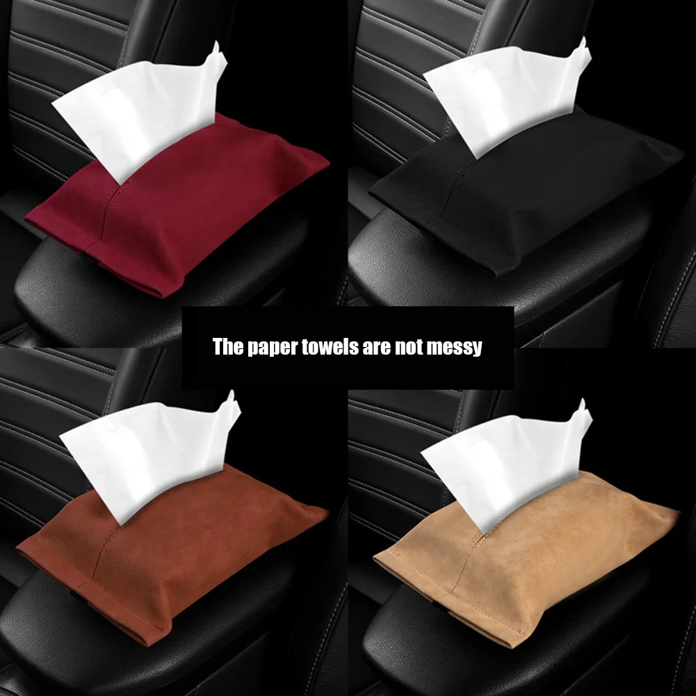 

Car Tissue Box Auto Suede Paper Towel Backseat Armrest Box Napkin Holder Case Inside Car Pumping Paper Bag