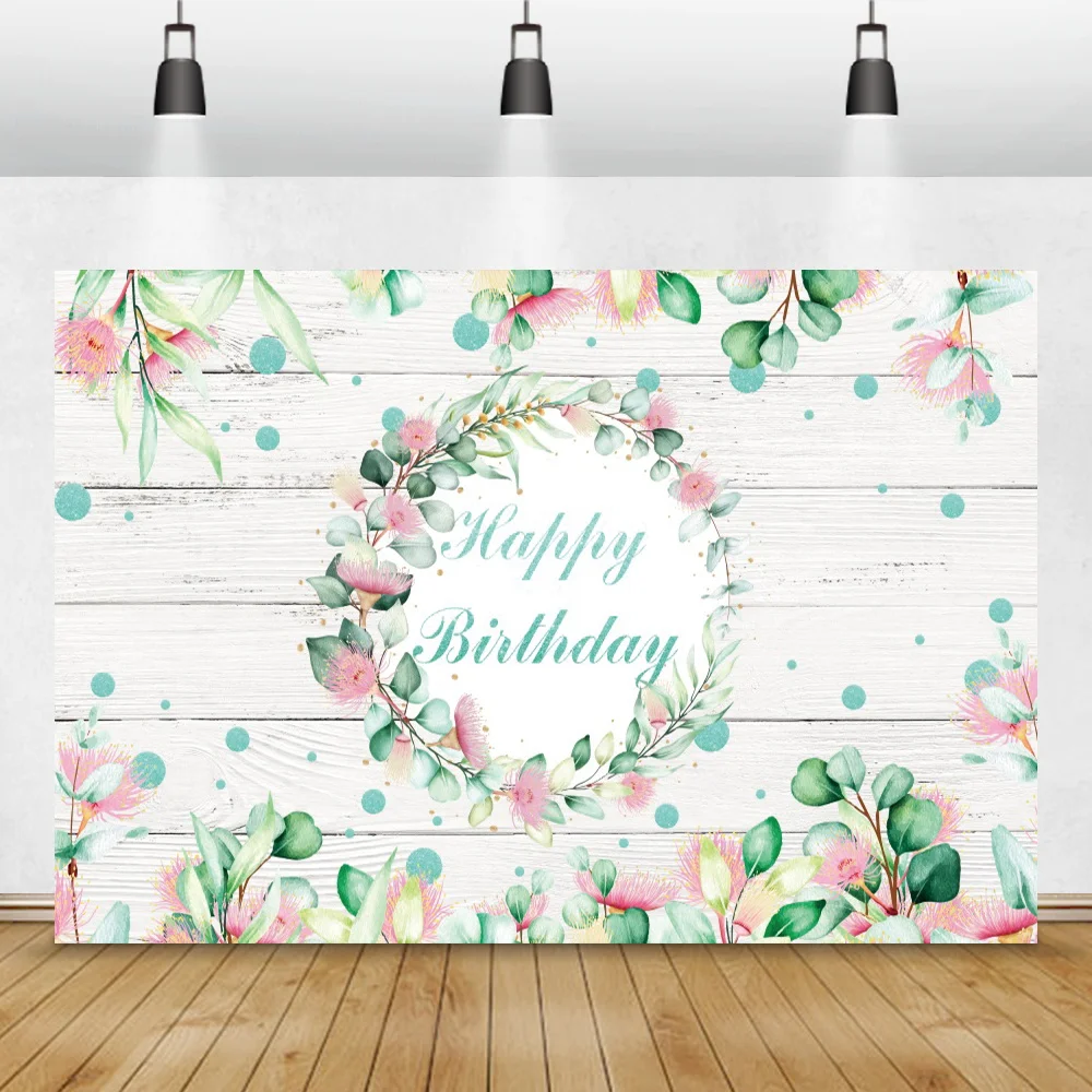 

Фон для фотосъемки с изображением деревянных досок и растений