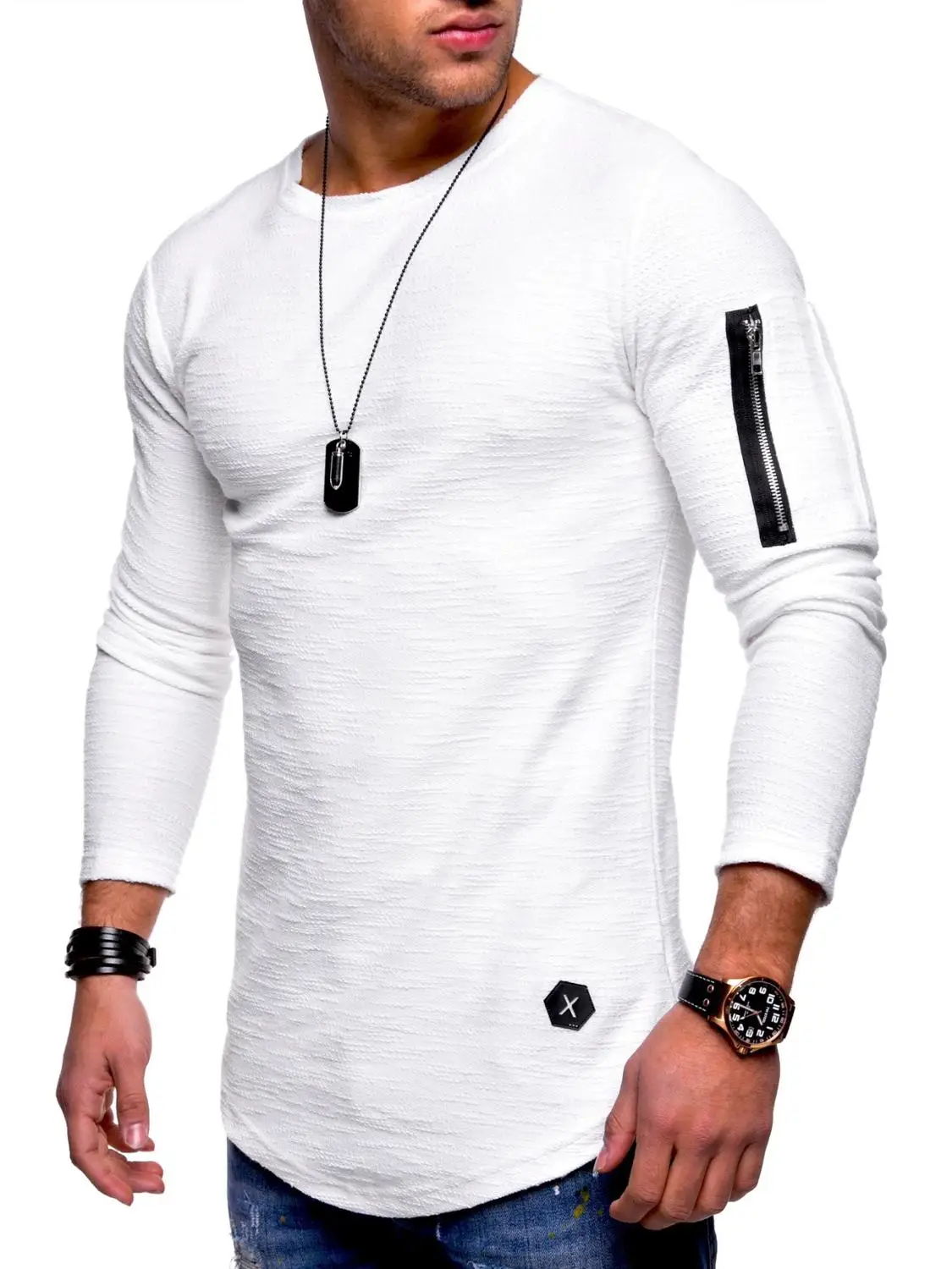 

10642-Men's round neck T-shirt loose clothes five points men's clothing