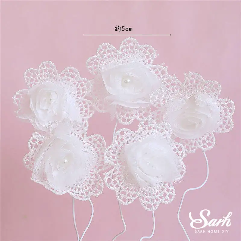 5pc yarn lace flower Золотой Ловец снов бабочка пряжа торт Топпер Серебряная Корона невесты выпечки сладкий подарок с днем рождения Свадебная вечеринка украшения - Цвет: 5pc yarn lace flower