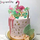 Листик для торта с тропическими листьями, верхушка для кексов, Летняя Вечеринка, джунгли, день рождения, гавайская вечеринка, украшение для торта