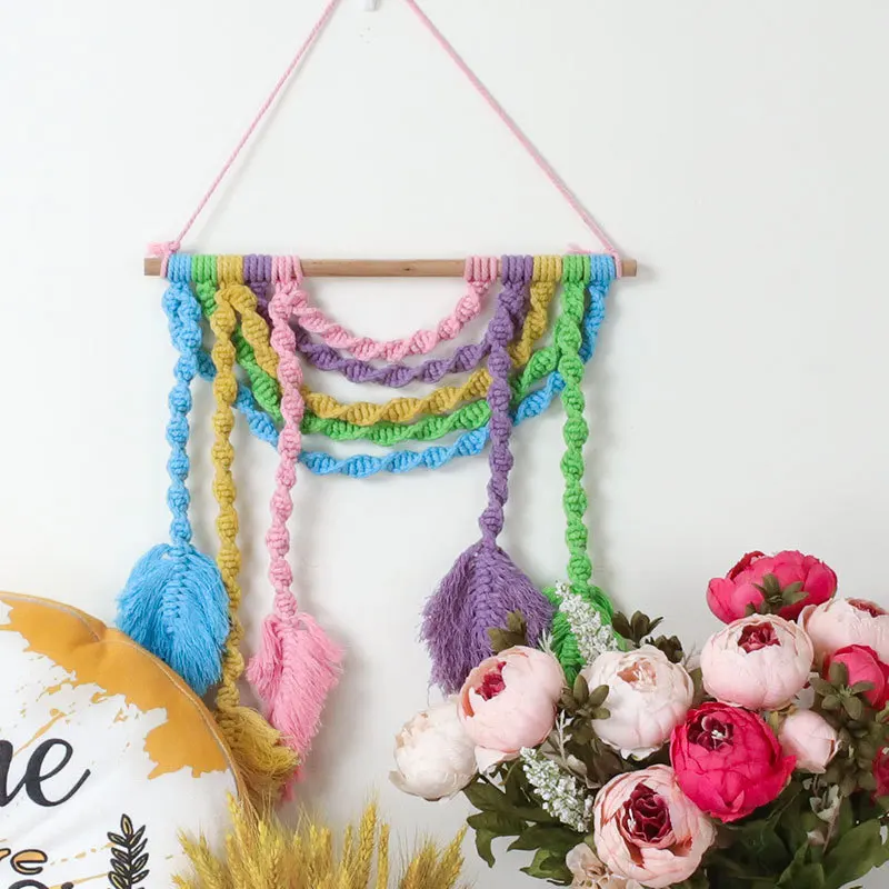 INS ручное плетение красочный цвет украшение в стиле бохо настенный гобелен