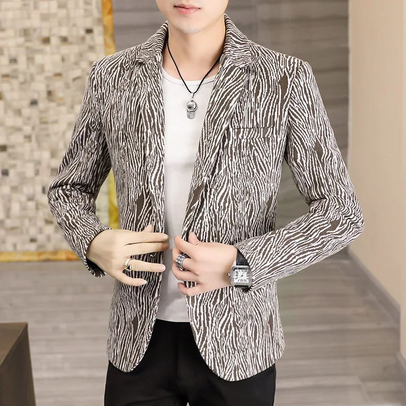 Мужской блейзер с принтом зебры приталенный красивый повседневный для