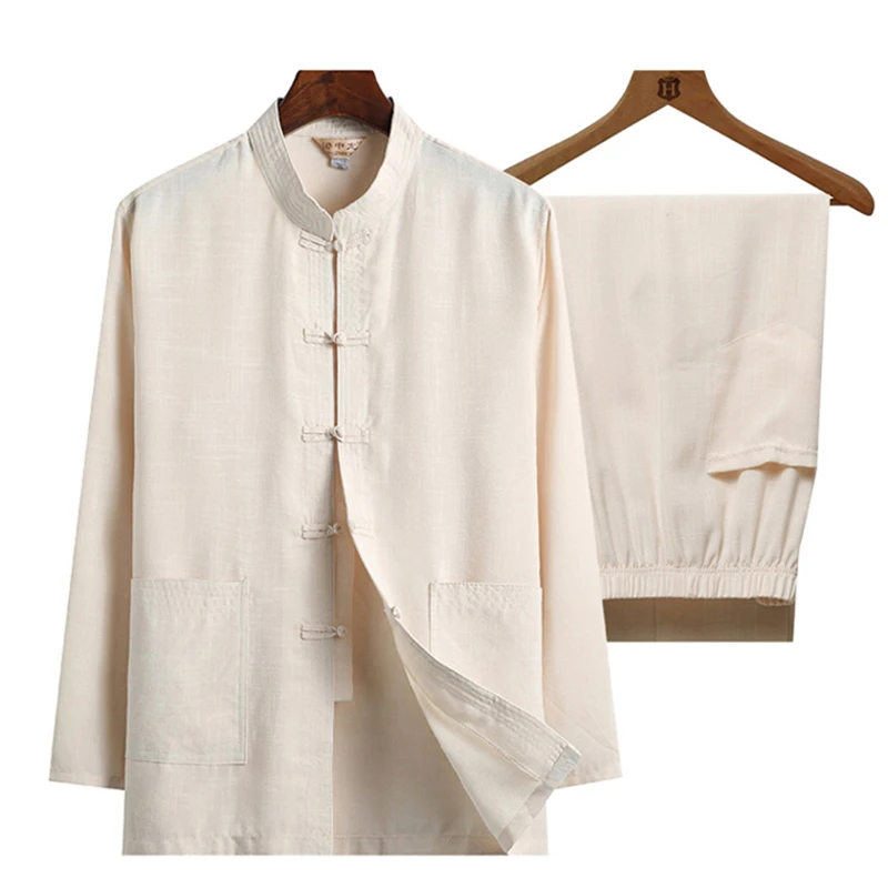 Размера плюс ушу одежда для мамы папы 4XL рубашка с длинными рукавами + брюки из