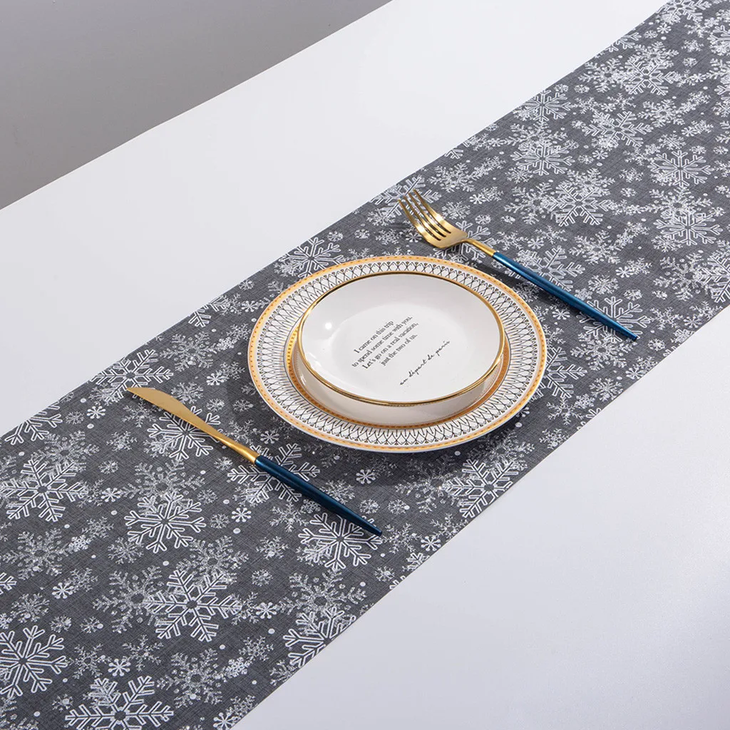 Рождественский подарок снежинка снеговик настольная дорожка Счастливого