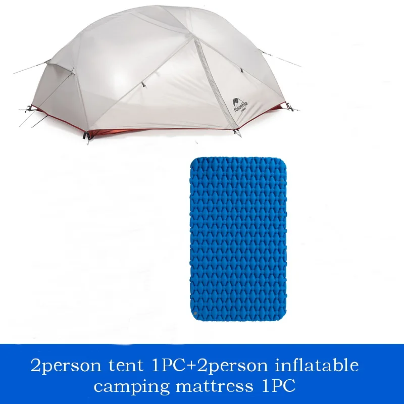 210T 2P matress set Naturehike открытый 2 3 человек 20D 210T нейлон водонепроницаемый Открытый Палатка алюминиевый стержень Сверхлегкий фиолетовый палатки pu4000мм коврик - Цвет: 210T 2P matress set