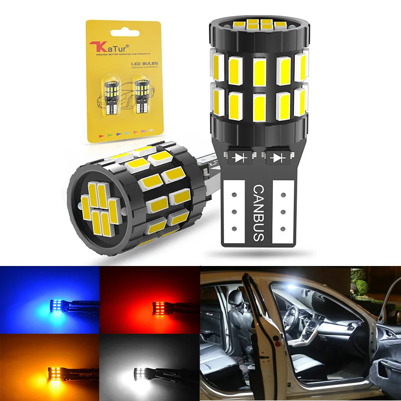 Светодиодный ные Лампы Canbus T10 W5W 2 шт. белые синие красные желтые без ошибок
